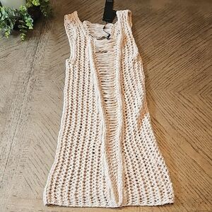 Beige Crochet Swim Knit Cover up Dress Size M NWT Tart Collection